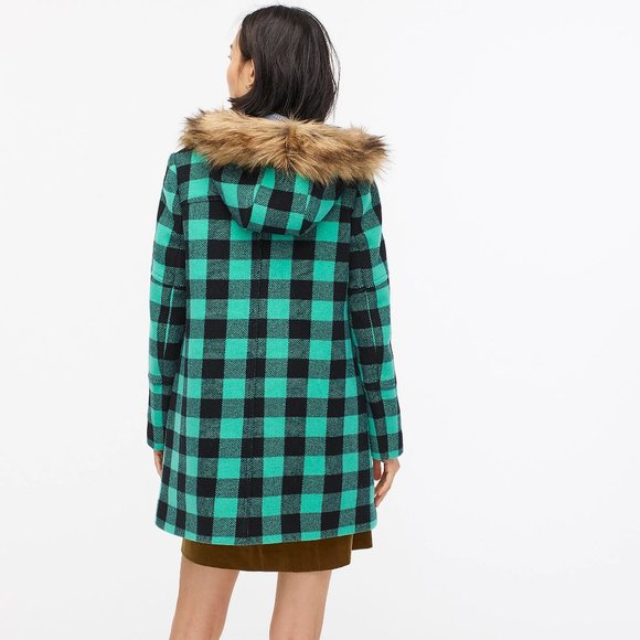 J.Crew Chateau parka buffalo check stadium-cloth wool coat XS 0 XSmall XXS 00 - Picture 5 of 16